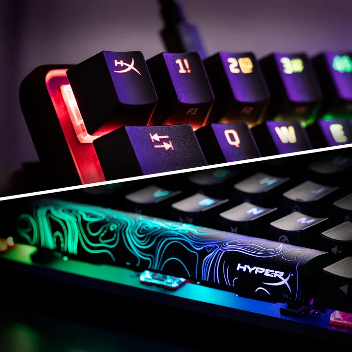 HyperX Alloy Origins 60 split shot showing alt design Esc and Space keys